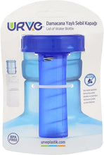 Load image into Gallery viewer, Blue water bottle with blue cap on URVE packaging
