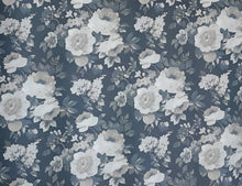 Load image into Gallery viewer, Floral patterned mat with white flowers on a blue background
