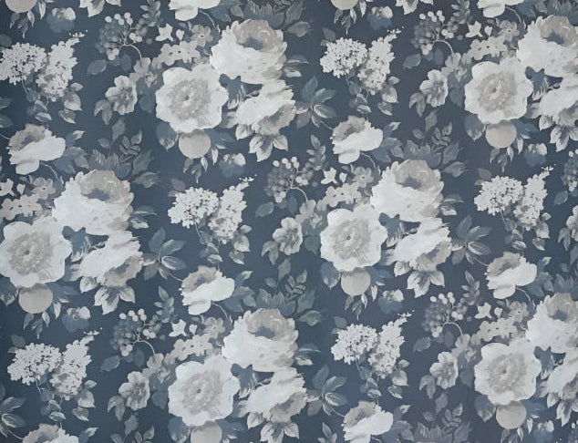 Floral patterned mat with white flowers on a blue background