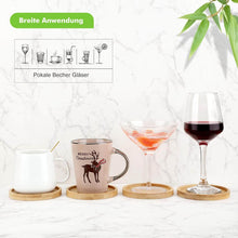 Load image into Gallery viewer, Coasters/Pads - Wooden Coaster - 6 Bamboo Round Coasters with 1 Iron Holder Stand
