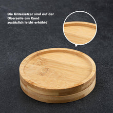 Load image into Gallery viewer, Coasters/Pads - Wooden Coaster - 6 Bamboo Round Coasters with 1 Iron Holder Stand
