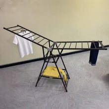 Load image into Gallery viewer, 3-Tiers Foldable Clothes Drying Rack - Large Carbon Steel Laundry Stand with Adjustable Wings with 4 Castors (Off White)
