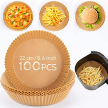 Load image into Gallery viewer, Air Fryer Disposable Paper Liners (20 cm) - 100 Round Non-Stick Disposable Air Fryer Paper
