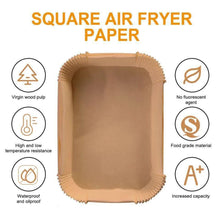 Load image into Gallery viewer, Air Fryer Disposable Paper Liners (22 x 14 cm) - 100 Rectangular Non-Stick Disposable Air Fryer Paper
