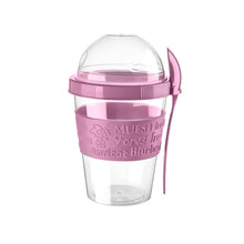Load image into Gallery viewer, Cups/Mugs/Jars/Jugs - Take'N Go Yoghurt Box with Spoon - 600 ml in pink with spoon attached.
