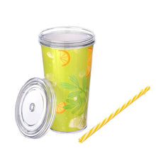 Load image into Gallery viewer, Cups/Mugs/Jars/Jugs - Lime Shake Drinking Tumbler with Straw - 600ml. Cup
