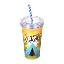 Load image into Gallery viewer, Cups/Mugs/Jars/Jugs - Lime Shake Drinking Tumbler with Straw - 600ml. Cup
