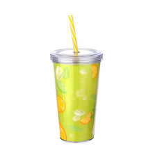 Load image into Gallery viewer, Cups/Mugs/Jars/Jugs - Lime Shake Drinking Tumbler with Straw - 600ml. Cup
