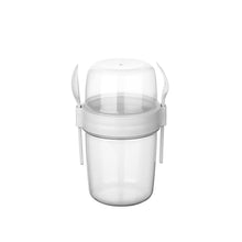 Load image into Gallery viewer, Cups/Mugs/Jars/Jugs - Take'N Go Muesli Cup with Spoon &amp; Fork - 1100 ml in clear plastic with matching utensils.
