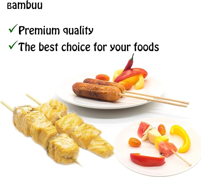 Bamboo Skewers Sticks for BBQ Grilling - 24 Bamboo Skewers Stick