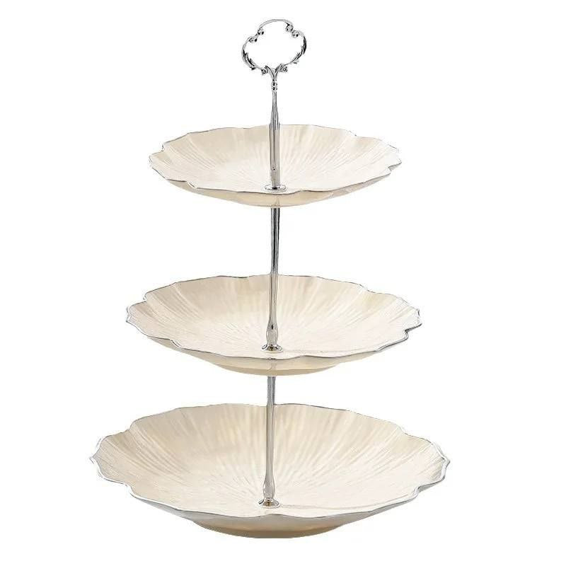 Biscuit Holder - 3 Level Acrylic Dessert Holder with Silver Frame