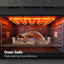 تحميل الصورة في عارض المعرض، Oven safe glass tray in use with a roasted chicken, showcasing versatile baking and cooking applications.
