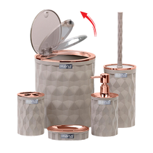Load image into Gallery viewer, Bathroom Accessories Set - 5 Pcs Decor Bathroom Set (Diamond) - Copper Frame
