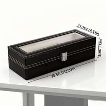 Load image into Gallery viewer, Makeup, Jewelry &amp; accessories Organizers - PU Leather Watch Display Case with Glass Lids and Removable Pillow - 6 Grids

