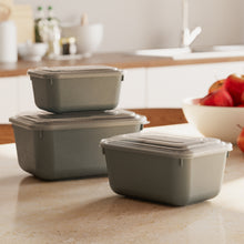 Load image into Gallery viewer, 3 Pcs Food Storage Containers Set (600, 1100 &amp; 1800 ml.) - MicroSafe Rectangular with Snap Lid

