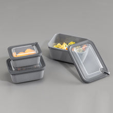 Load image into Gallery viewer, 3 Pcs Food Storage Containers Set (600, 1100 &amp; 1800 ml.) - MicroSafe Rectangular stripe with Lid
