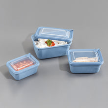 Load image into Gallery viewer, 3 Pcs Food Storage Containers Set (600, 1100 &amp; 1800 ml.) - MicroSafe Rectangular stripe with Lid
