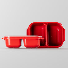 تحميل الصورة في عارض المعرض، 2-Piece "Heat'n Go" Divided Food Storage Container Set (600ml) | Microwave Safe Lunch Box with Steam Vent - Red
