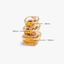 Load image into Gallery viewer, Food Storage Containers - Plastic Sealed Square Set of 3 (500 - 900 - 1500 ml )
