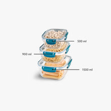 Load image into Gallery viewer, Food Storage Containers - Plastic Sealed Square Set of 3 (500 - 900 - 1500 ml )
