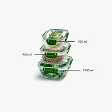 Load image into Gallery viewer, Food Storage Containers - Plastic Sealed Square Set of 3 (500 - 900 - 1500 ml )
