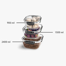 Load image into Gallery viewer, Food Storage Containers - Plastic Sealed Square Set of 3 (900 - 1500 - 2400 ml)
