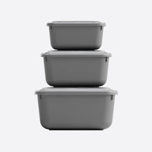 Load image into Gallery viewer, 3 Pcs Food Storage Containers Set (600, 1100 &amp; 1800 ml.) - MicroSafe Rectangular with Snap Lid
