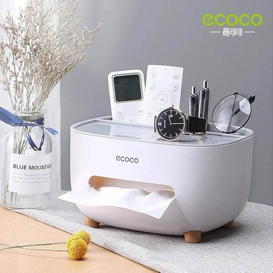 Tissue Box - Tissue Box Holder/Cover with 4 storage compartments