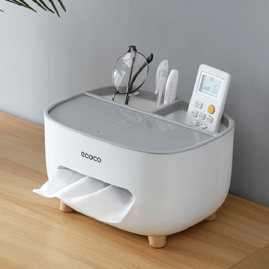 Tissue Box - Tissue Box Holder/Cover with 4 storage compartments