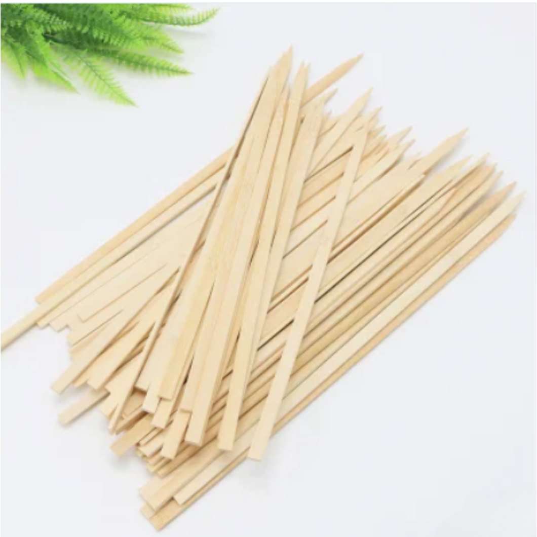 Bamboo Skewers (30cm Flat) Sticks for BBQ Grilling - 24 Bamboo Skewers Stick