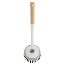 تحميل الصورة في عارض المعرض، Round Multipurpose Dust Cleaning Brush | Soft Bristle Hand Broom with Wooden Handle - White
