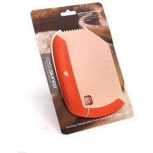 Load image into Gallery viewer, Multipurpose dough scraper and cutter in packaging, featuring a red handle and measurement markings for kitchen baking.
