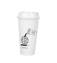 Load image into Gallery viewer, Cups/Mugs/Jars/Jugs - Plastic Reusable Coffee Cup with Lid - Termo Cup - 473 ml. Travel Mug with brain graphic
