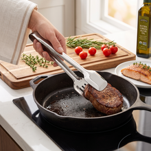 تحميل الصورة في عارض المعرض، 29cm Stainless Steel 2-in-1 Spatula Tongs | Slotted Fish Turner &amp; Steak Gripper - Silver
