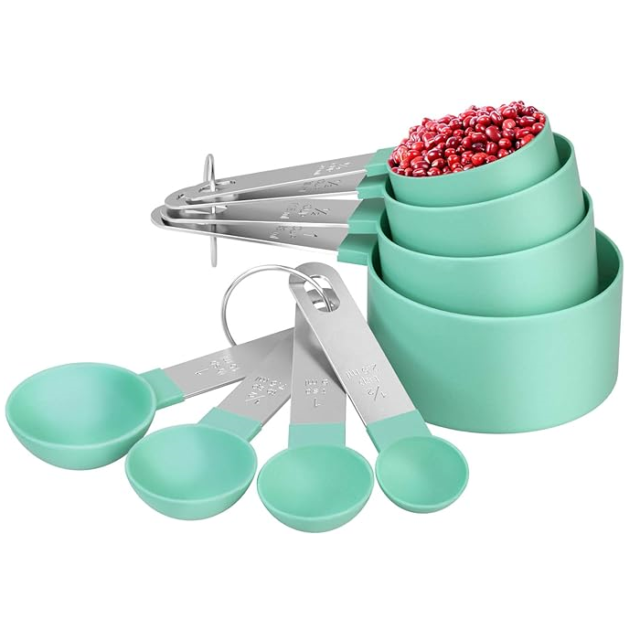 Measuring Cups & Spoons - 8 Pcs stainless Steal Measuring Cups & Spoons Set