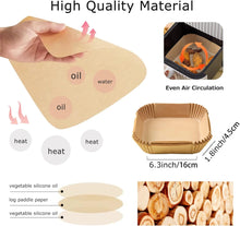 Load image into Gallery viewer, Air Fryer Disposable Paper Liners (20 x 20 cm) - 100 Square Non-Stick Disposable Air Fryer Paper
