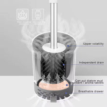 Load image into Gallery viewer, 3 In 1 Silicone Toilet Brush With Holder, Unbreakable Wall Mounted And Free Stand Sleek Toilet Cleaner Brush With Ventilated Drying Round Stand features.
