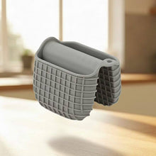 Load image into Gallery viewer, Mini Silicone Oven Mitts Pot Holders - 1 Pc Premium Silicone Tray Grabber in gray with non-slip texture.
