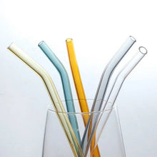 Load image into Gallery viewer, Straws - Reusable Drinking Glass Straws For Drinks - Set of 6 + Brush
