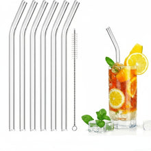 Load image into Gallery viewer, Straws - Reusable Drinking Glass Straws For Drinks - Set of 6 + Brush
