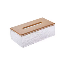 تحميل الصورة في عارض المعرض، Tissue Box with Wooden Cover - Acrylic Paper Napkin Transparent Holder Case
