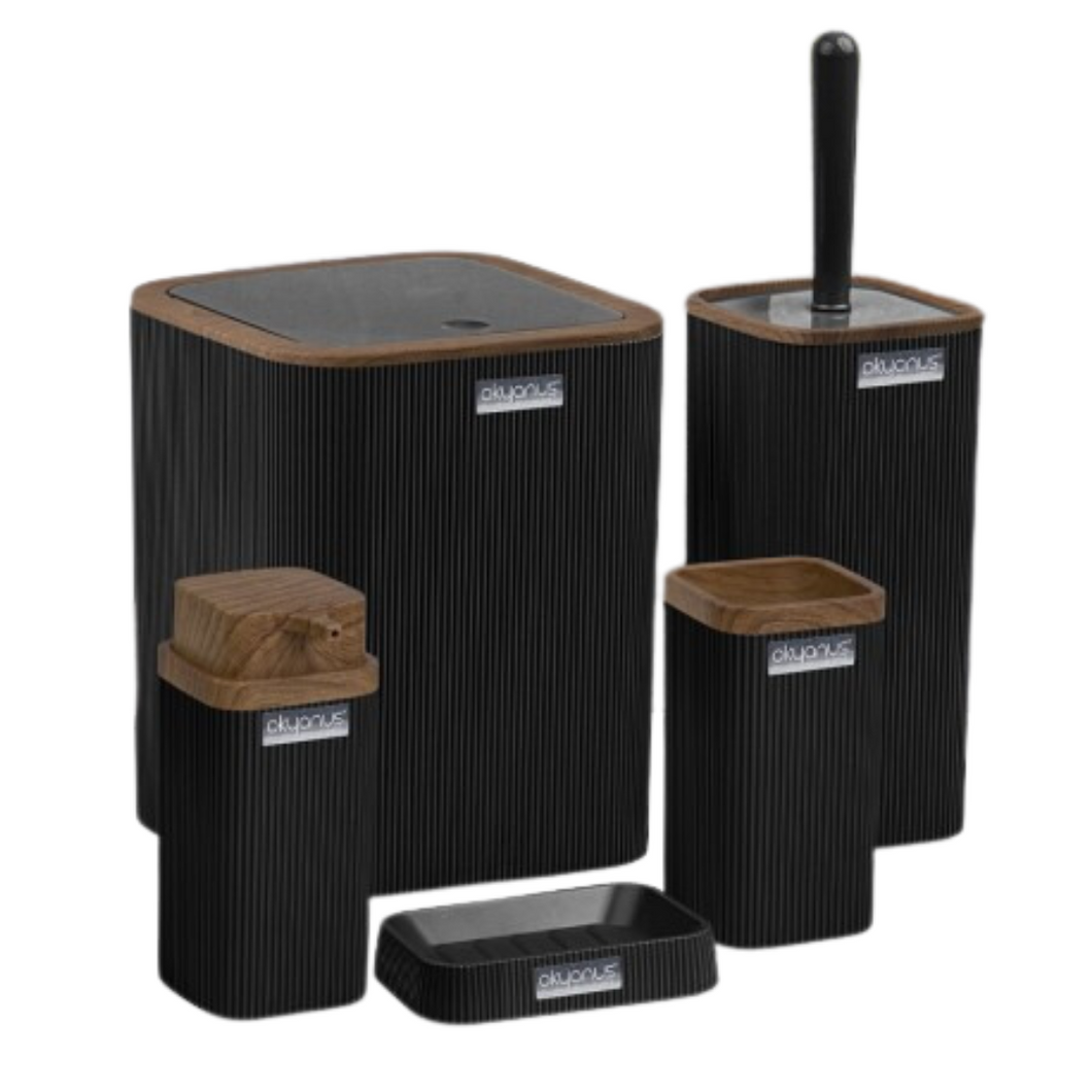Bathroom Accessories Set - 5 Pcs Decor Bathroom Set (Stella) - Wooden Frame