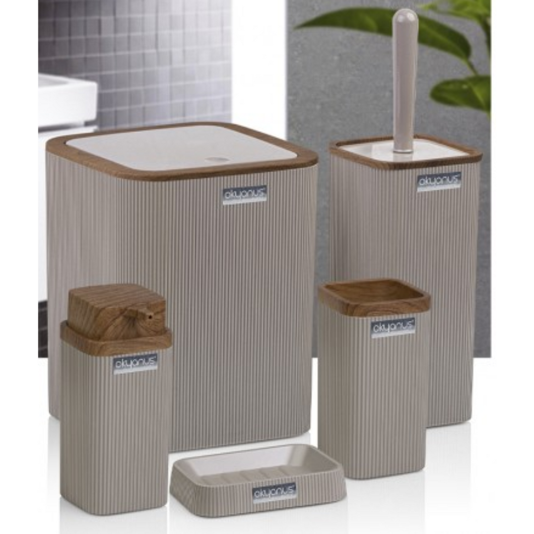 Bathroom Accessories Set - 5 Pcs Decor Bathroom Set (Stella) - Wooden Frame