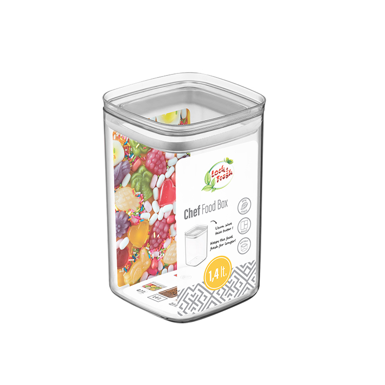 Food Storage Containers Set - Acrylic Sealed/Airtight Square Food Jars Chef box - 1400 ml.