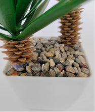 Load image into Gallery viewer, Artificial Plants - Artificial Potted Plants - 2  Palms Plant In White Plastic Pot With Stones 29x20 cm
