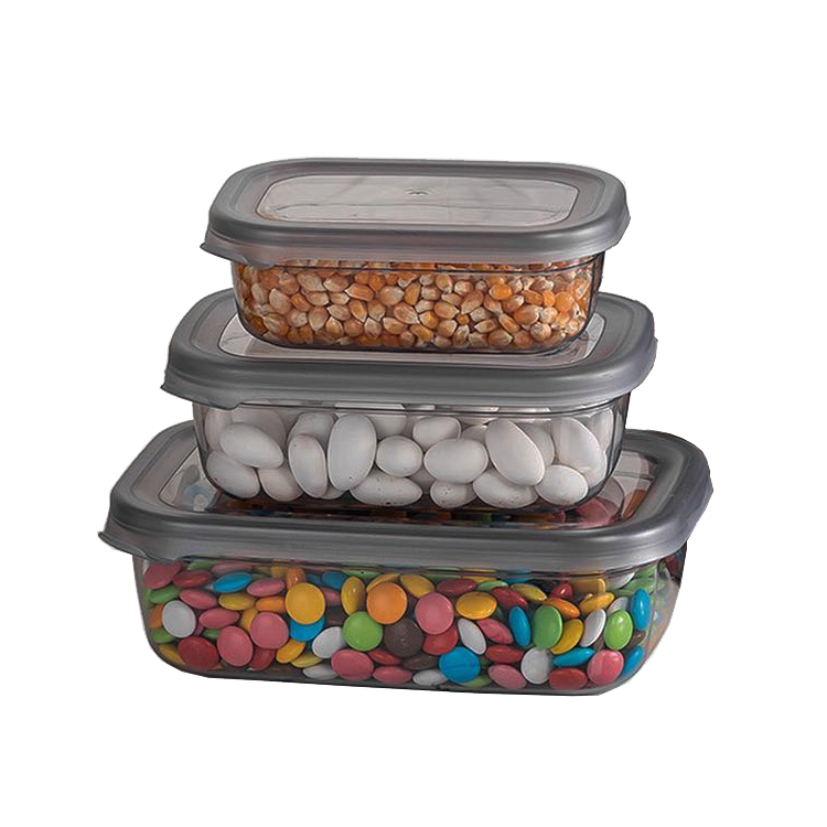 Food Storage Containers Set with Plastic Lid (3 Pcs - 1,200 ml., 670 ml., 400 ml.)