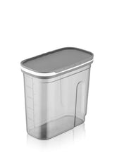 Load image into Gallery viewer, Transparent grey food container with sliding lid closed
