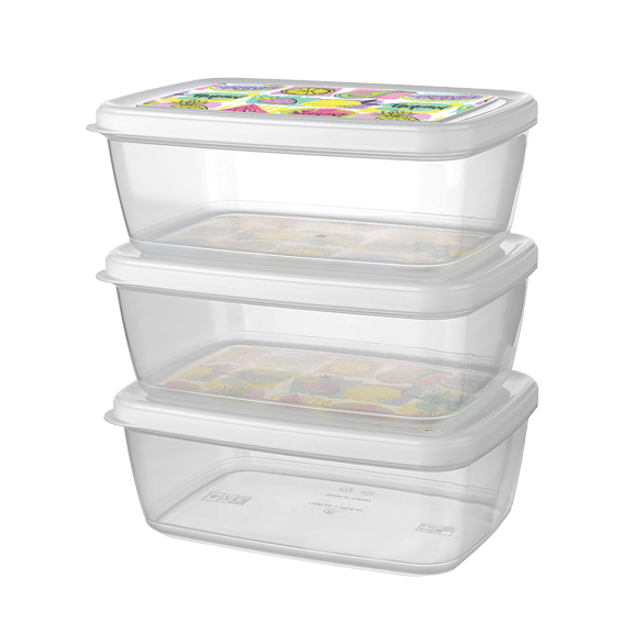 Food Storage Containers (3 Pcs X 1,200 ml.) - Fridge Food Storage Bins