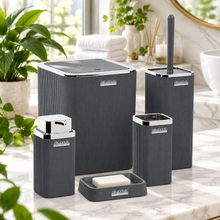 Load image into Gallery viewer, Grey Stella ribbed set with silver trim

