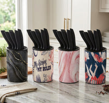 Load image into Gallery viewer, Four kitchen utensil holders with black handles on a blurred background
